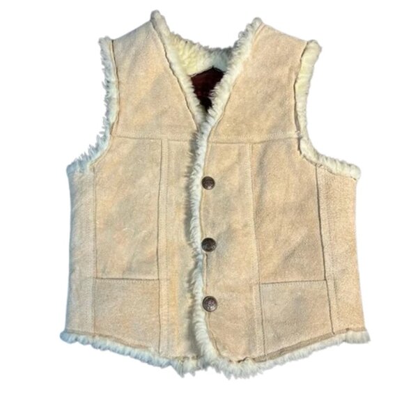 Other - Kids Tan Leather Faux Fur Vest size 8